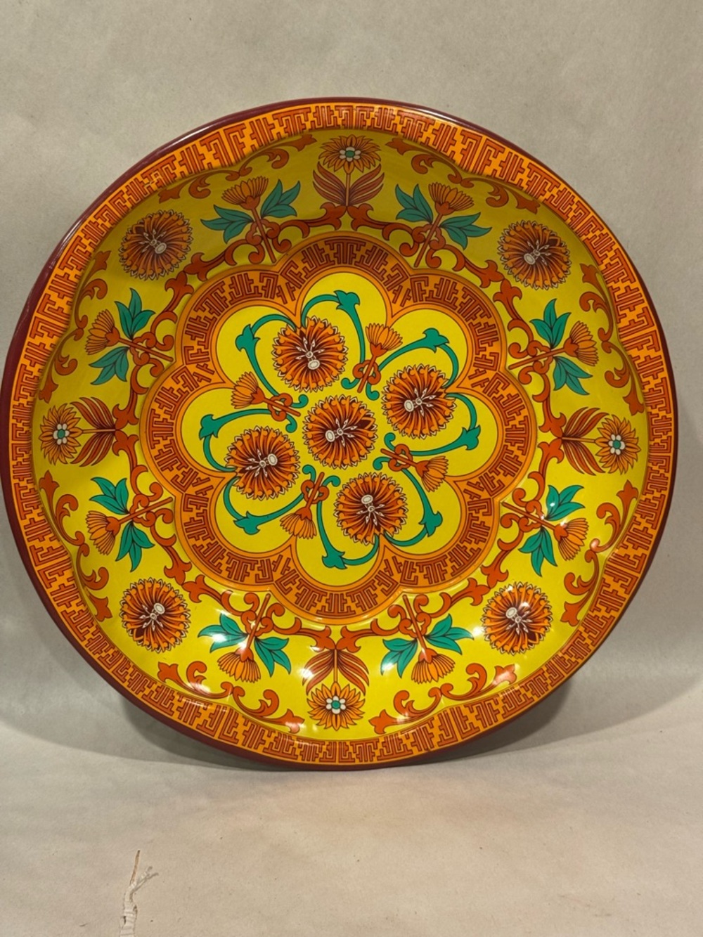 Vintage VTG 10” Saber Decorative 1971 Retro Floral Metal Bowl MCM England